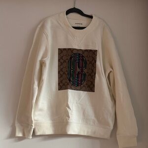Coach Cream Sweater with Multicolor Logo
